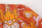Tropical Print Puff-Sleeve Midi Dress