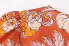 Tropical Print Puff-Sleeve Midi Dress