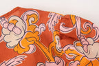 Tropical Print Puff-Sleeve Midi Dress