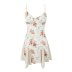 Floral V-Neck Ruffle-Trim Slip Dress