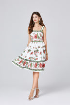 Floral Spaghetti-Strap A-Line Knee Dress