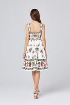 Floral Spaghetti-Strap A-Line Knee Dress