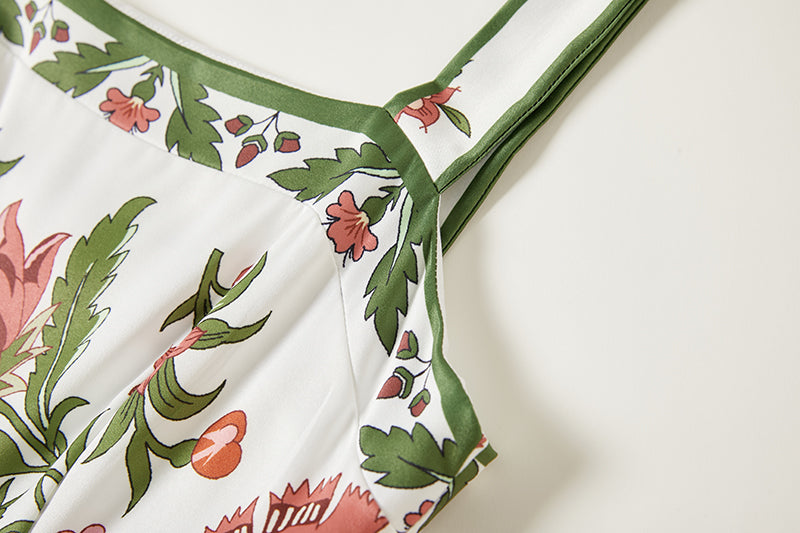 Floral Spaghetti-Strap A-Line Knee Dress