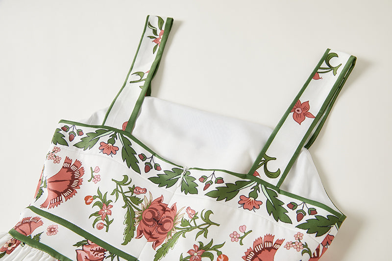 Floral Spaghetti-Strap A-Line Knee Dress