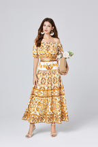 Women's Strapless Top & High-Waisted Skirt Set