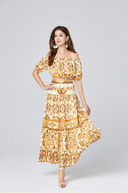 Women's Strapless Top & High-Waisted Skirt Set