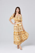 Women's Strapless Top & High-Waisted Skirt Set
