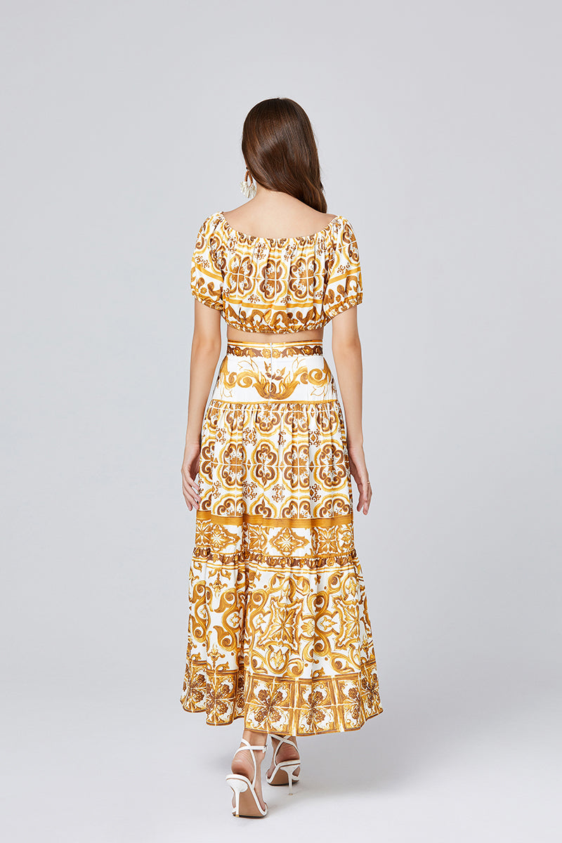 Women's Strapless Top & High-Waisted Skirt Set