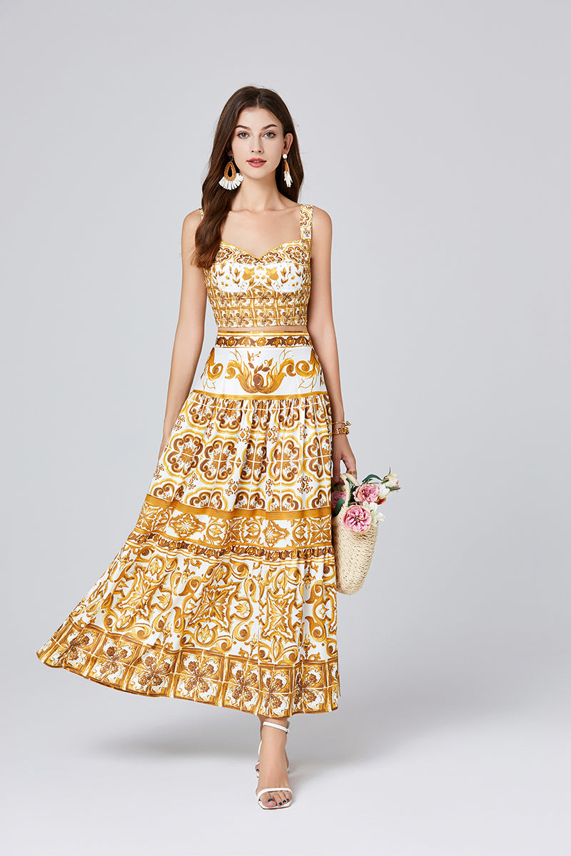 Women's Printed Strapless Skirt Set