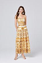 Women's Printed Strapless Skirt Set