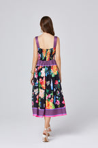 Vintage Floral Strapless A-Line Maxi Dress