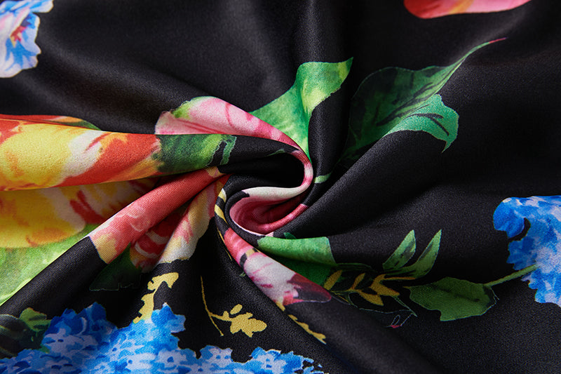 Vintage Floral Strapless A-Line Maxi Dress