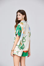 Women's Beaded Shirt & Shorts Set