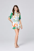 Women's Beaded Shirt & Shorts Set