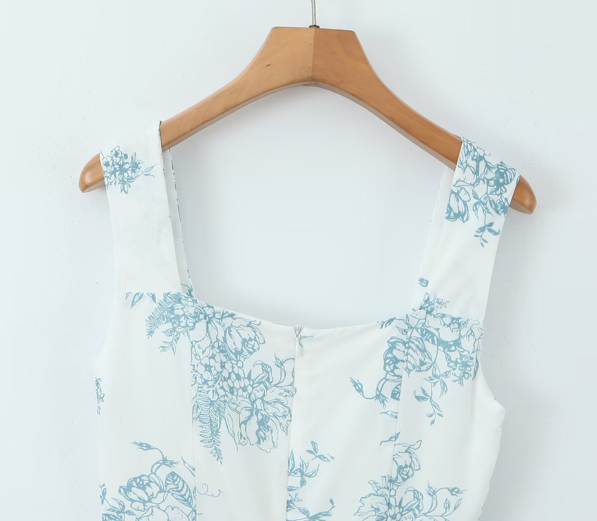 Landscape-Print Square-Neck Slip Dress