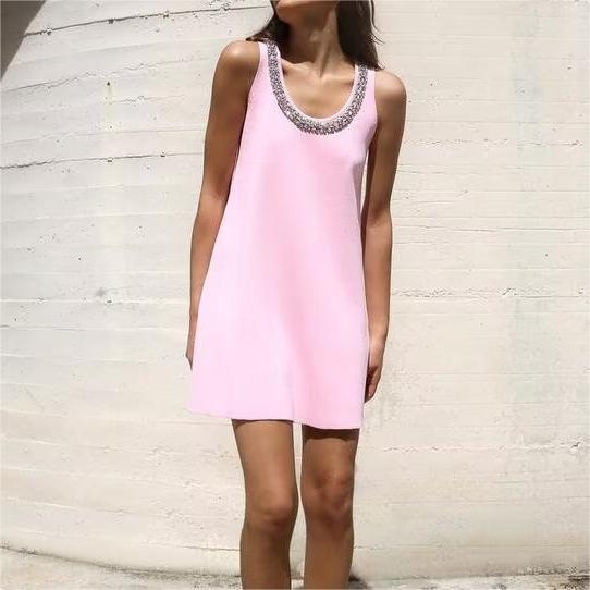 Summer Inlay Plain Stitch Mini Dress