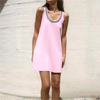 Summer Inlay Plain Stitch Mini Dress