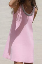 Summer Inlay Plain Stitch Mini Dress