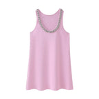 Summer Inlay Plain Stitch Mini Dress