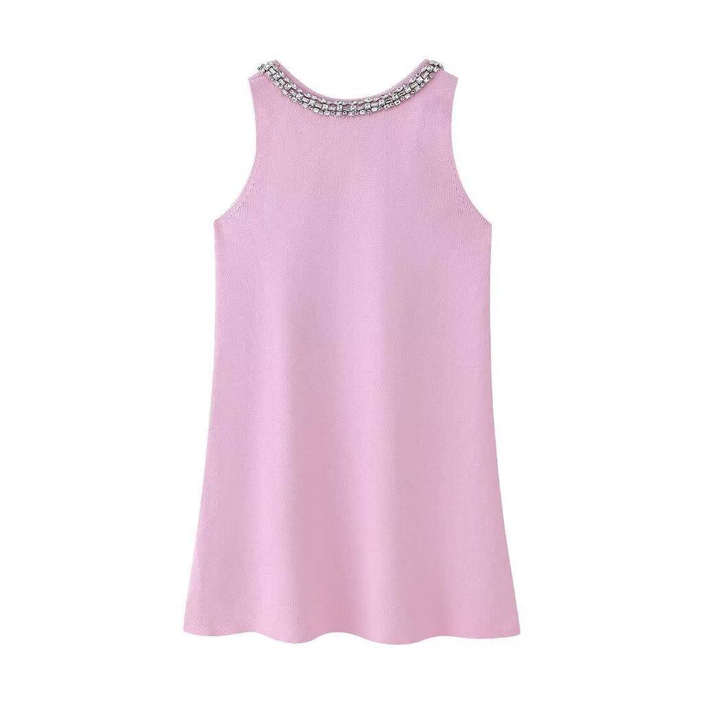 Summer Inlay Plain Stitch Mini Dress
