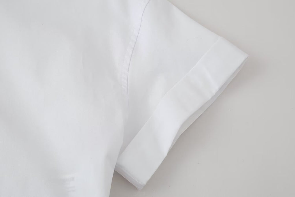 Women's Lace-Up Lace Short-Sleeve Shirt