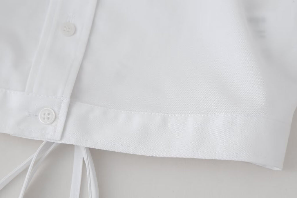 Women's Lace-Up Lace Short-Sleeve Shirt