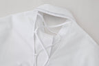 Women's Lace-Up Lace Short-Sleeve Shirt
