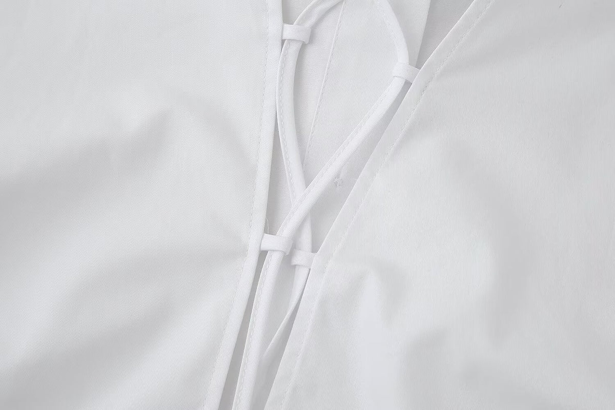 Women's Lace-Up Lace Short-Sleeve Shirt