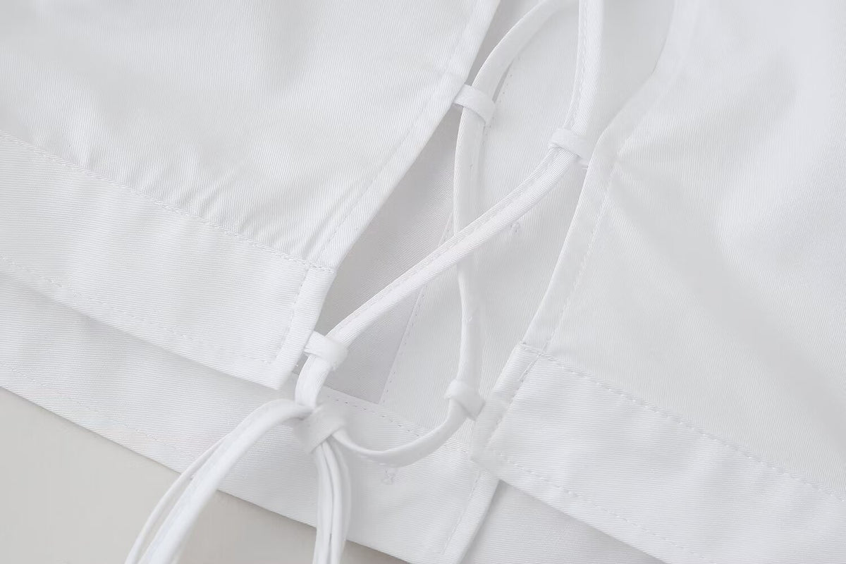 Women's Lace-Up Lace Short-Sleeve Shirt