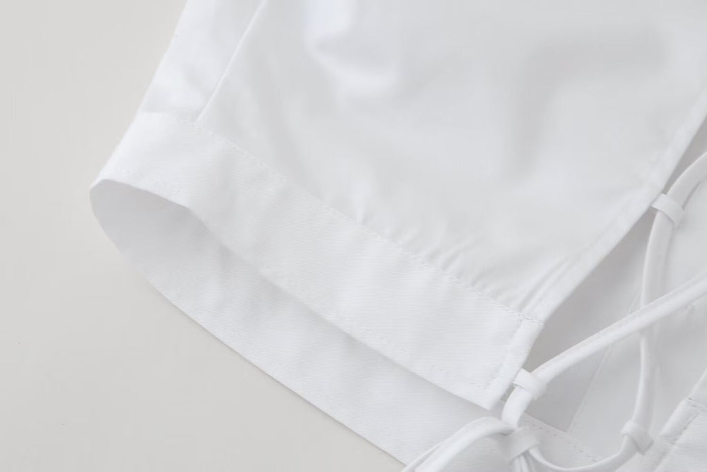 Women's Lace-Up Lace Short-Sleeve Shirt