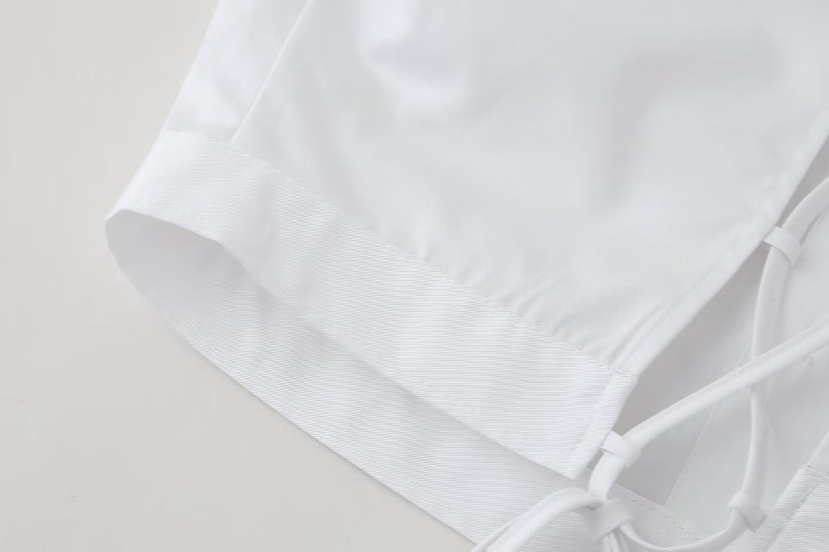 Women's Lace-Up Lace Short-Sleeve Shirt
