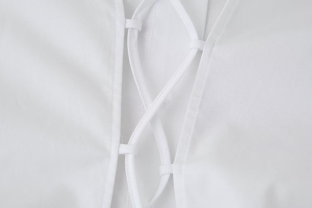 Women's Lace-Up Lace Short-Sleeve Shirt