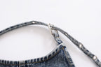 's Street Backless Denim Hanging Collar Top