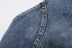 's Street Backless Denim Hanging Collar Top