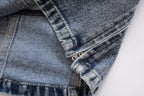 's Street Backless Denim Hanging Collar Top