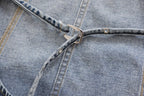 's Street Backless Denim Hanging Collar Top