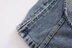 's Street Backless Denim Hanging Collar Top
