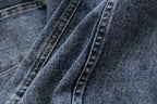 's Street Backless Denim Hanging Collar Top