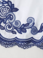 Women's Autumn Contrast Embroidered Shirt And Skirt Two-Piece Set