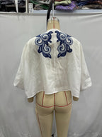 Women's Autumn Contrast Embroidered Shirt And Skirt Two-Piece Set