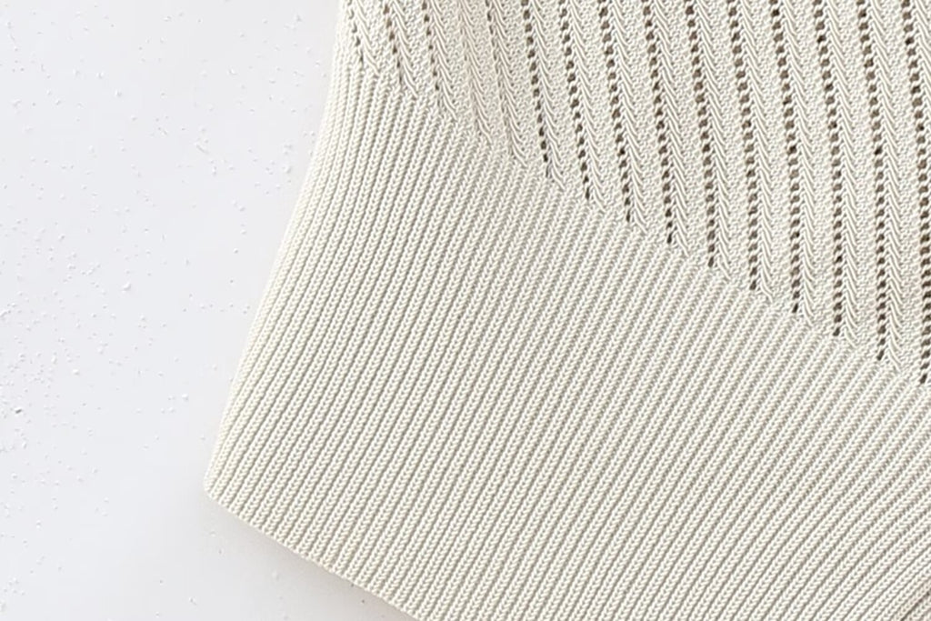 Women’s Ivory Jacquard Beaded Asymmetric Knit Top