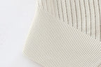 Women’s Ivory Jacquard Beaded Asymmetric Knit Top
