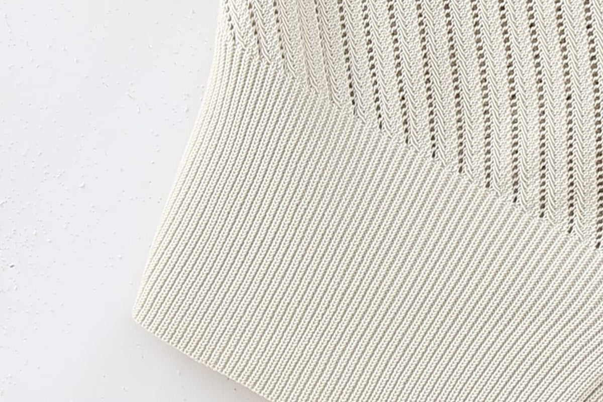 Women’s Ivory Jacquard Beaded Asymmetric Knit Top