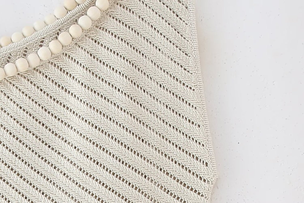 Women’s Ivory Jacquard Beaded Asymmetric Knit Top