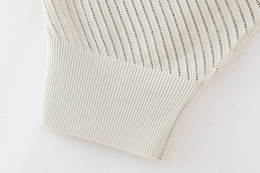 Women’s Ivory Jacquard Beaded Asymmetric Knit Top