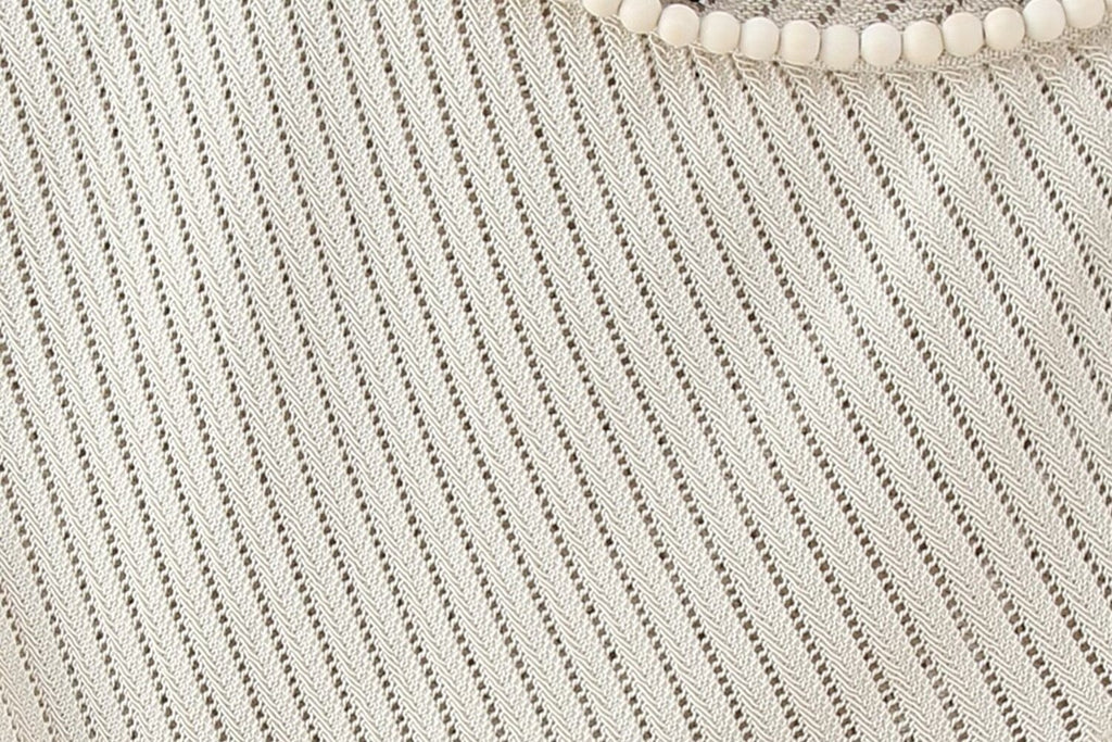 Women’s Ivory Jacquard Beaded Asymmetric Knit Top