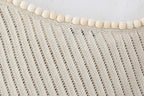 Women’s Ivory Jacquard Beaded Asymmetric Knit Top
