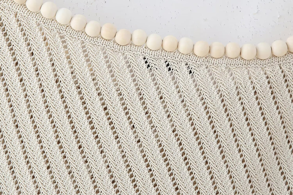 Women’s Ivory Jacquard Beaded Asymmetric Knit Top