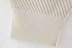 Women’s Ivory Jacquard Beaded Asymmetric Knit Top