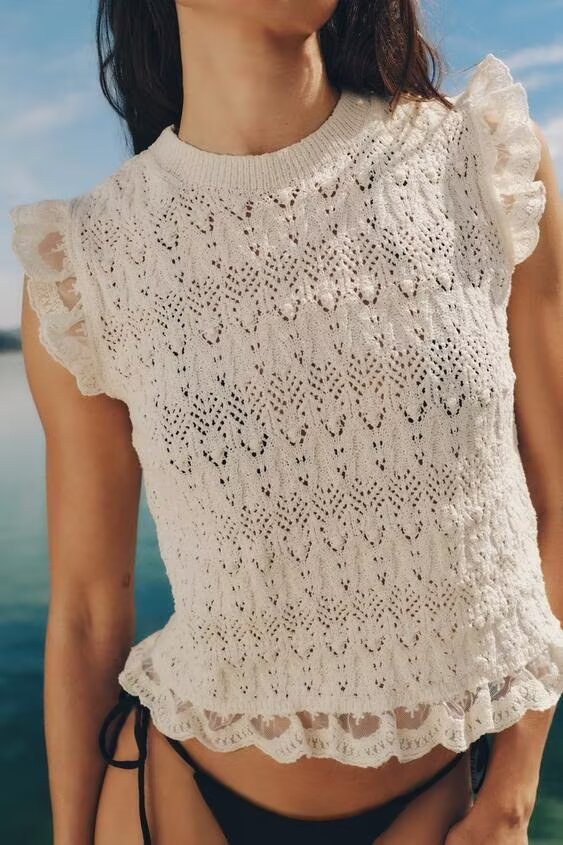 Women's Short Romantic Sweater Vest Top